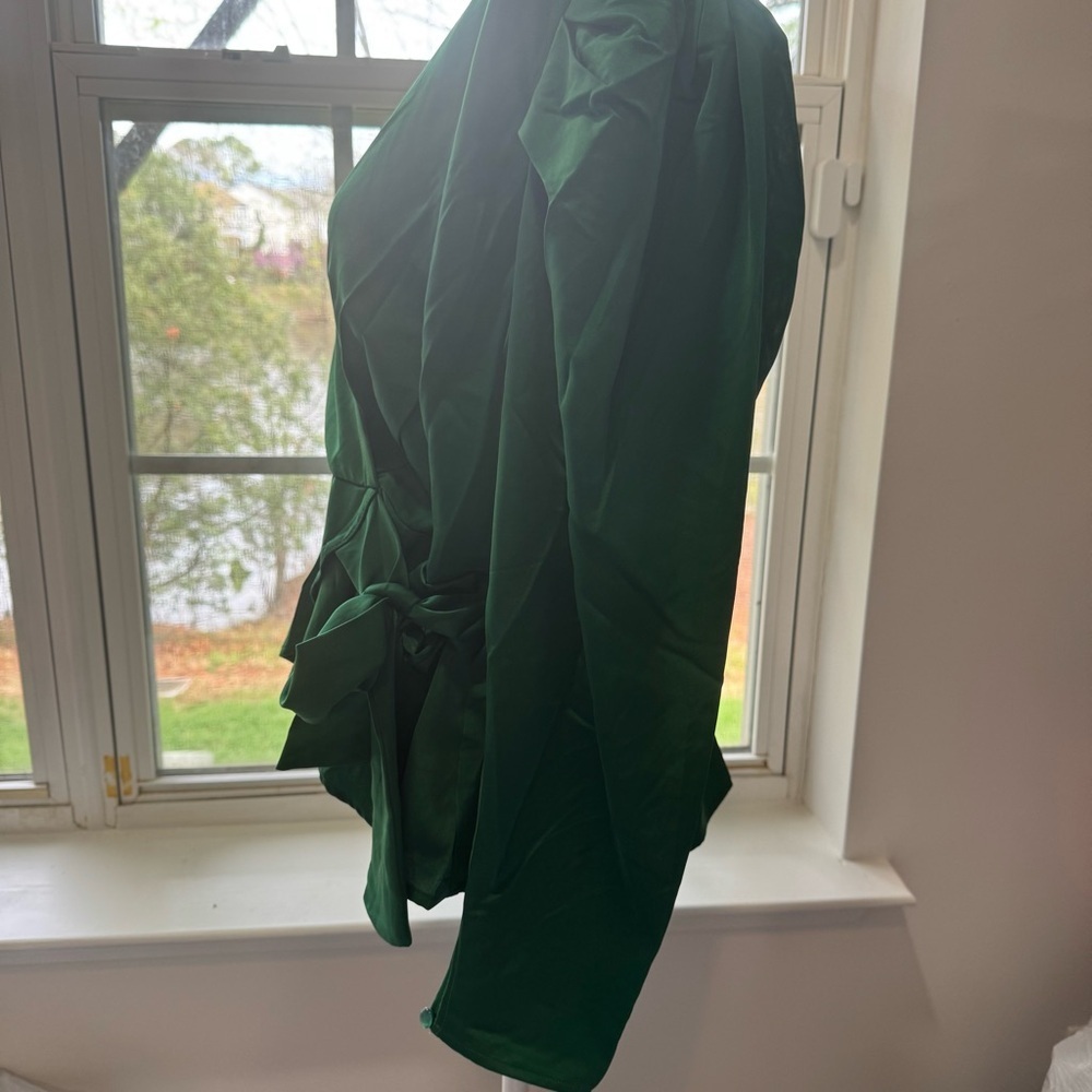 Adiva Emerald Green Wrap Blouse with Waist Tie | New with Tags - Picture 7 of 10